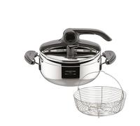 Lagostina Leggera, Pentola a Pressione 3,5 L in Acciaio Inox, Maniglie a Clip e Cestello Incluso, con Tecnologia Lagoeasy'up® e Fondo Irradial, Compatibile con Induzione