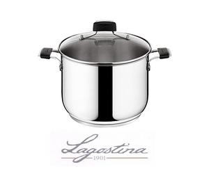 LAGOSTINA PENTOLA ALTA TEMPRA IN ACCIAO INOX E COPERCHIO VETRO CM 18 20 22 24 26