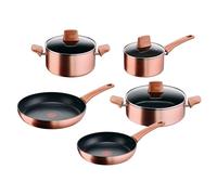 Lagostina Rosé, Set di Pentole e Padelle Antiaderenti, 8 Pezzi, Rivestimento Titanium, Indicatore di Calore Thermo-Signal, Manico Rivettato, Compatibile con Induzione, Colore Oro Rosa