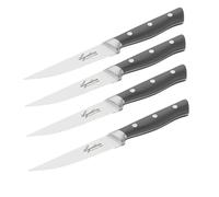 Lagostina Virtuoso, Set 4 Coltelli da Bistecca 11cm, Robusto e Resistente, Lama in Acciaio Inox, Manico Ergonomico Rivettato con Rinforzo, Elevata Affilatura, Taglio senza sforzo