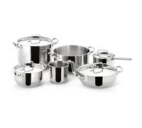 Lagostina Sfiziosa, Set di Pentole Acciaio Inox 18/10, 10 Pezzi | Fondo Lagoseal Plus Triplo Strato, Comprende 4 Casseruole, Pentola, Bollilatte, 4 Coperchi, Per Induzione, Gas e Forno