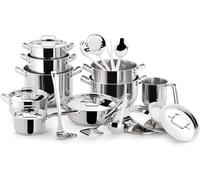 Lagostina Sfiziosa Set di Pentole Induzione, Gas e Forno in Acciaio Inox 18/10, 24 Pezzi, Fondo Lagoseal Plus, con 5 Casseruole, 3 Pentole, Bollilatte, 8 Coperchi, 7 Utensili Cucina