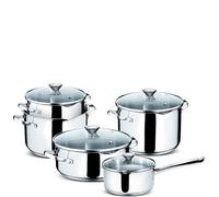 Lagostina Smart - Set Batteria Pentole 9 pz, Acciaio 18/10, Triplo Fondo Incapsulato