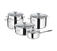 Lagostina Smart, Set di Pentole Acciaio Inox 18/10, 9 Pezzi | Fondo Lagoseal Plus, Comprende Pentola 2 Maniglie, 4 Casseruole e 4 Coperchi, Per Gas e Forno, Induzione