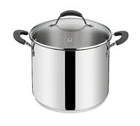 Lagostina Tempra Acciaio Pentola e Coperchio, Pentola Ø 20 cm in Acciaio Inox 18/10 + Coperchio in Vetro, con Fondo Lagotherm e Manicature in Silicone