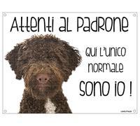 LAGOTTO Attenti al padrone qui l'unico normale sono io! CANE CARTELLO TARGA IN METALLO (15X20)