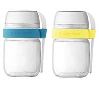 LAGRANGE, Set di 2 barattoli yogurt compartimentati, cucchiaio piccolo incluso, fabbricazione francese, adatti per lavastoviglie, 440401