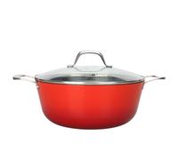 LAGUIOLE, Casseruola in Ghisa 28x12 cm Ritenzione ottimale del calore, Leggera, Antiaderente, Facile manutenzione, Compatibile con tutte le fonti di calore, Cottura sana ed efficiente, 6 L, Rosso