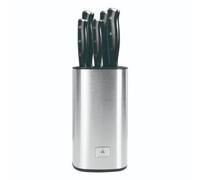 LAGUIOLE, Ceppo coltelli da cucina con 5 lame in acciaio 3CR13, modello Gleam, finitura a specchio, design moderno, dimensioni compatte 12x12x21,5 cm, colore nero