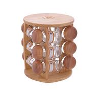 LAGUIOLE - Distributore di spezie - Scaffale da 12 barattoli in vetro - Conservazioni trasparenti per erbe - Coperchio in legno - 10 cl