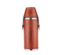 LAGUIOLE - Fiaschetta per alcool con 2 bicchieri - Capacità 8 OZ - 235 ml - similpelle - marrone