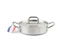 LAGUIOLE, Padella Triplex 28 x 8 cm Triplex Acciaio inox 304/alluminio/430, capacità 4L, manici professionali, compatibile con tutti i piani cottura compresa induzione, facile pulizia, colore argento