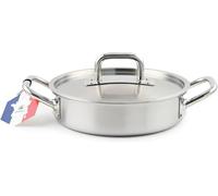 LAGUIOLE, Padella Triplex 32 x 8 cm Triplex Acciaio inox 304/alluminio/430, capacità 6 L, compatibile con tutti i piani cottura compresa induzione, manici professionali, facile da pulire, Argento
