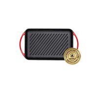 Laguiole - Piastra griglia rettangolare ghisa smaltata rossa 33,2 x 21,7 x 3 cm