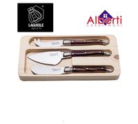 LAGUIOLE SET 3 COLTELLI FORMAGG "Premium Line" NERO/PERLA/MARRONE CM 5,5/6/6,7