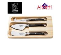 LAGUIOLE SET 3 COLTELLI FORMAGG "Premium Line" NERO/PERLA/MARRONE CM 5,5/6/6,7