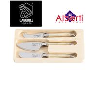 LAGUIOLE SET 3 COLTELLI FORMAGG "Premium Line" NERO/PERLA/MARRONE CM 5,5/6/6,7