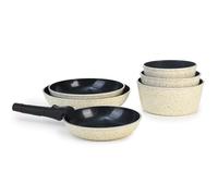 LAGUIOLE, Set cucina 7 pezzi in alluminio forgiato con rivestimento ceramico antiaderente, manico removibile, compatibile con tutte le fonti di calore, impilabile, 20-28 cm, Verde