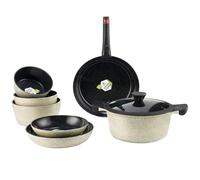 LAGUIOLE, Set cucina 9 pezzi, modello Jade, alluminio con rivestimento ceramico antiaderente, manico removibile, compatibile con tutte le fonti di calore, impilabile, 28 cm, Verde