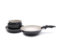 LAGUIOLE, Set cucina smontabile 5 pezzi, Rivestimento Antiaderente, compatibile con tutte le fonti di calore, induzione, Alluminio, Rivestimento Antiaderente, 16/18/24/28 cm, Nero/Champagne