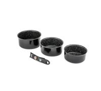 Laguiole - Set di 3 pentole rimovibili trucchi alluminio nero 16/18/20cm antiaderente Greblon C2 induzione