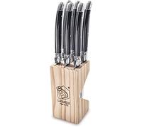 Laguiole Style de Vie Coltelli da bistecca Premium Line, spessore 1,8 mm, 6 pezzi, nero