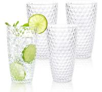 Laguna Beach Tall Tall Tumbler trasparente, 18oz, set di 4 bicchieri infrangibili in Tritan lavabili in lavastoviglie, bicchieri riutilizzabili, senza BPA