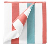 Laguna Beach Textile Co. - Telo mare Cabana a righe, oversize, in cotone felpato da 630 g/m², colore: arancione corallo e verde vetro marino