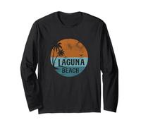 Laguna Beach Vacanza Tramonto e Palme Stile Grunge Maglia a Manica