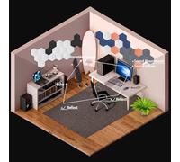 Lahdrhab Confezione da 8 pannelli acustici esagonali autoadesivi, pannelli fonoassorbenti per studi, studi di registrazione, uffici, grigio