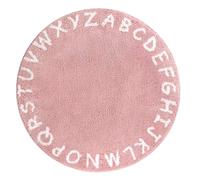 Lahome Tappeto rotondo rosa, per camera da letto di ragazze, 90 cm, per cameretta dei bambini, lavabile, antiscivolo, con lettere dell'alfabeto ABC, decorazione per camera da letto, stanza dei giochi