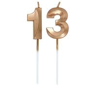Lahviuu Candele di Compleanno Numero,Candele Decorazione di Topper Torta Buon Compleanno,per Festa Nozze Anniversario Celebrazione Forniture,13 Anni (Champagne)