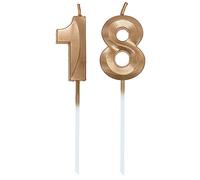 Lahviuu Candele di Compleanno Numero,Candele Decorazione di Topper Torta Buon Compleanno,per Festa Nozze Anniversario Celebrazione Forniture,18 Anni (Champagne)