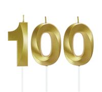 Lahviuu Candele di Compleanno Numero,Candele Decorazione di Topper Torta Buon Compleanno,per Festa Nozze Anniversario Celebrazione Forniture,100 Anni (Oro)