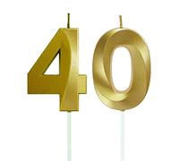 Lahviuu Candele di Compleanno Numero,Candele Decorazione di Topper Torta Buon Compleanno,per Festa Nozze Anniversario Celebrazione Forniture,40 Anni (Oro)