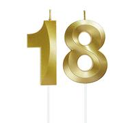 Lahviuu Candele di Compleanno Numero,Candele Decorazione di Topper Torta Buon Compleanno,per Festa Nozze Anniversario Celebrazione Forniture,18 Anni (Oro)