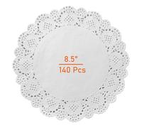 Lahviuu Centrini di Carta Rotondo140 Pezzi Bianco Merletto Carta Sottobicchieri Cartas di Pizzo per Torte Dessert Prodotti da Forno Matrimoni Decorazioni 21.5x21.5 cm