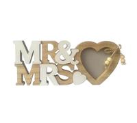 Lahviuu Mr & Mrs Decorazioni Matrimonio, Regalo Matrimonio con Cornice Foto Cuore, per Cerimonie di Nozze da Tavolo, Vintage Lettere in Legno per Bomboniere Anniversario, Festa, Foto di Scena
