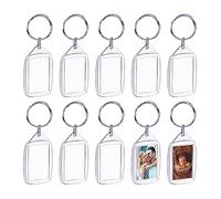 Lahviuu Portachiavi con Foto, 10 pezzi Portachiavi Personalizzato Anelli Portachiavi in Acrilico Trasparente Porta Chiavi, per Famiglie, Amici e Regali, Trasparente 3,5x5,5 cm