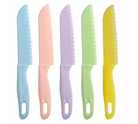Lahviuu Set Coltelli da Cucina per Bambini, 5 Pcs Colorati Coltello di Sicurezza in Nylon Plastica per Pane Torta Frutta Verdure Insalata, per 2-6 anni Bambini (Colore 2)