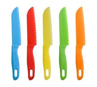 Lahviuu Set Coltelli da Cucina per Bambini, 5 Pcs Colorati Coltello di Sicurezza in Nylon Plastica per Pane Torta Frutta Verdure Insalata, per 2-6 anni Bambini (Colore 1)