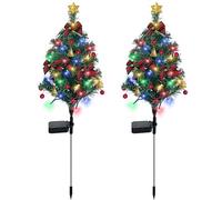 LAIAMER Set di 2 luci solari per albero di Natale, 40 LED, impermeabili, decorazioni natalizie per esterni, decorazione da giardino con 2 modalità per vialetto, prato, patio, cortile esterno