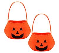 LAIBUY 2 sacchetti per caramelle a forma di zucca di Halloween, cestino per caramelle di Halloween, secchiello per dolcetto o scherzetto, borsa arancione per bomboniere di Halloween