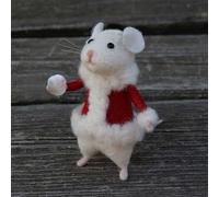 LAIBUY Mini topolino in feltro, piccolo topolino carino in feltro, decorazione per Halloween e Natale, fatto a mano, topo infeltrito ad ago per la decorazione della casa (E)