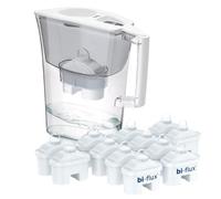 LAICA Prime Line Caraffa Filtrante - Grande Capacità di 3L - Bianca - Timer Digitale - 13 Filtri bi-flux Inclusi, Preserva i Sali Minerali Utili all'Organismo e Riduce Cloro - Made in Italy