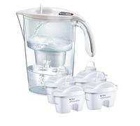 LAICA Stream Line Caraffa Filtrante - 2,3L - Bianca - Timer Digitale - 4 Filtri bi-flux alkawater Inclusi, Aumenta l'Alcalinità dell’Acqua di Rete Fino a +1,5 pH** - Made in Italy