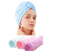 Laicky 3 pezzi in microfibra capelli asciugatura avvolgere asciugamano super assorbente Twist turbante Fast Dry Hair tappi con bottoni da bagno loop Fasten Salon capelli asciutti cappello