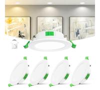 Laiebri Confezione da 4 Faretti LED da Incasso Extra Slim 25 mm, 6W Dimmerabili 0-100% con Dimmer Esterno, 2700K/4000K/6000K Regolabili, IP44 per Bagno, CRI 90, Foro Ø55-68 mm, 230V, Bianco
