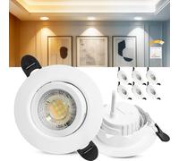 Laiebri Faretti LED da incasso, 230V, dimmerabili, 6W, IP44, diametro 68mm, orientabili a 38°, temperatura colore 3000K/4000K/6000K, per bagno, faretti piatti da incasso, Bianco, 6er