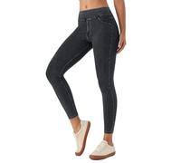 LaiEr Donne Skinny Jeans Mid-Rise Pull on su Leggings di Fitness Casual di Controllo della Pancia, Tessuto Morbido ad Alta Elasticità Casual Faux Denim Stampa con Tasche Laterali.(Grigio Scuro L)